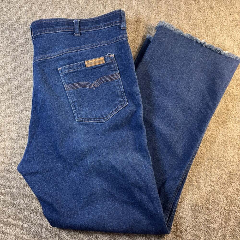 VTG 80s Men’s Sport-abouts Jeans Blue Denim Un-hemmed 40x32 Clean Retro Trucker